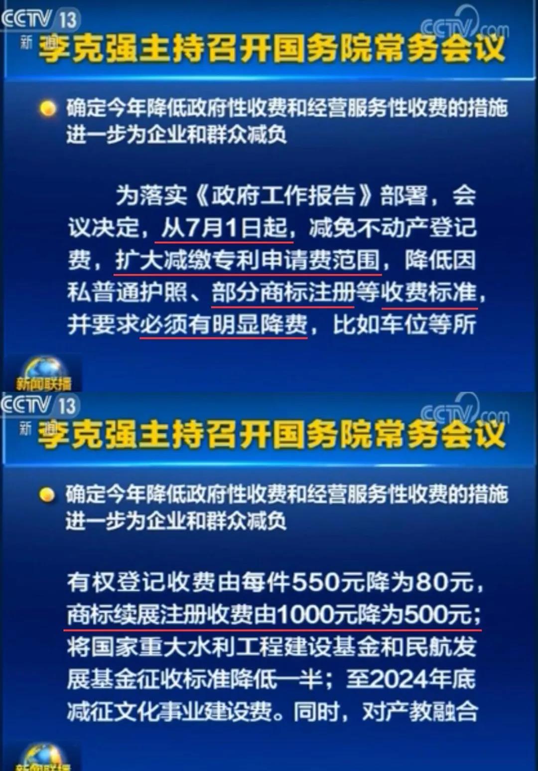 商標(biāo)續(xù)展官費(fèi)降價啦，1000元降為500元！擴(kuò)大減繳專利申請費(fèi)、年費(fèi)等的范圍，2019年7月1日起實施